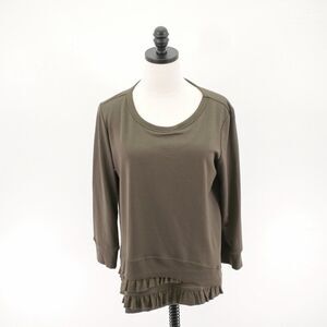 Simply Vera Vera Wang Green Knit Long Sleeve Ruffle Top Petite‎ Medium